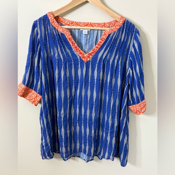Sundance Efeite Blue Orange Boho Short Sleeve Top Size XS *See description - Picture 1 of 9
